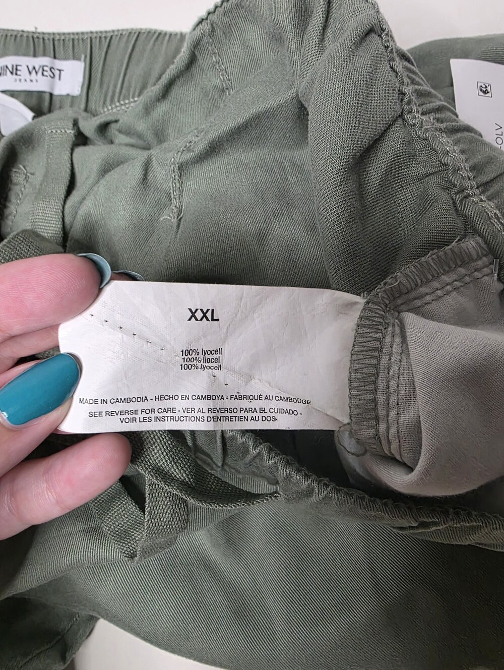 NWT Nine West XXL Womens Olive Lightweight Twill Wide Leg Pants - Picture 11 of 16